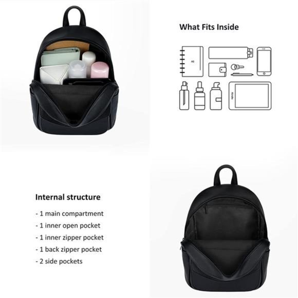 Mini Backpack for Women Cute Bowknot Small Backpack Purse Ladies Leather Bookbag - Picture 3 of 6